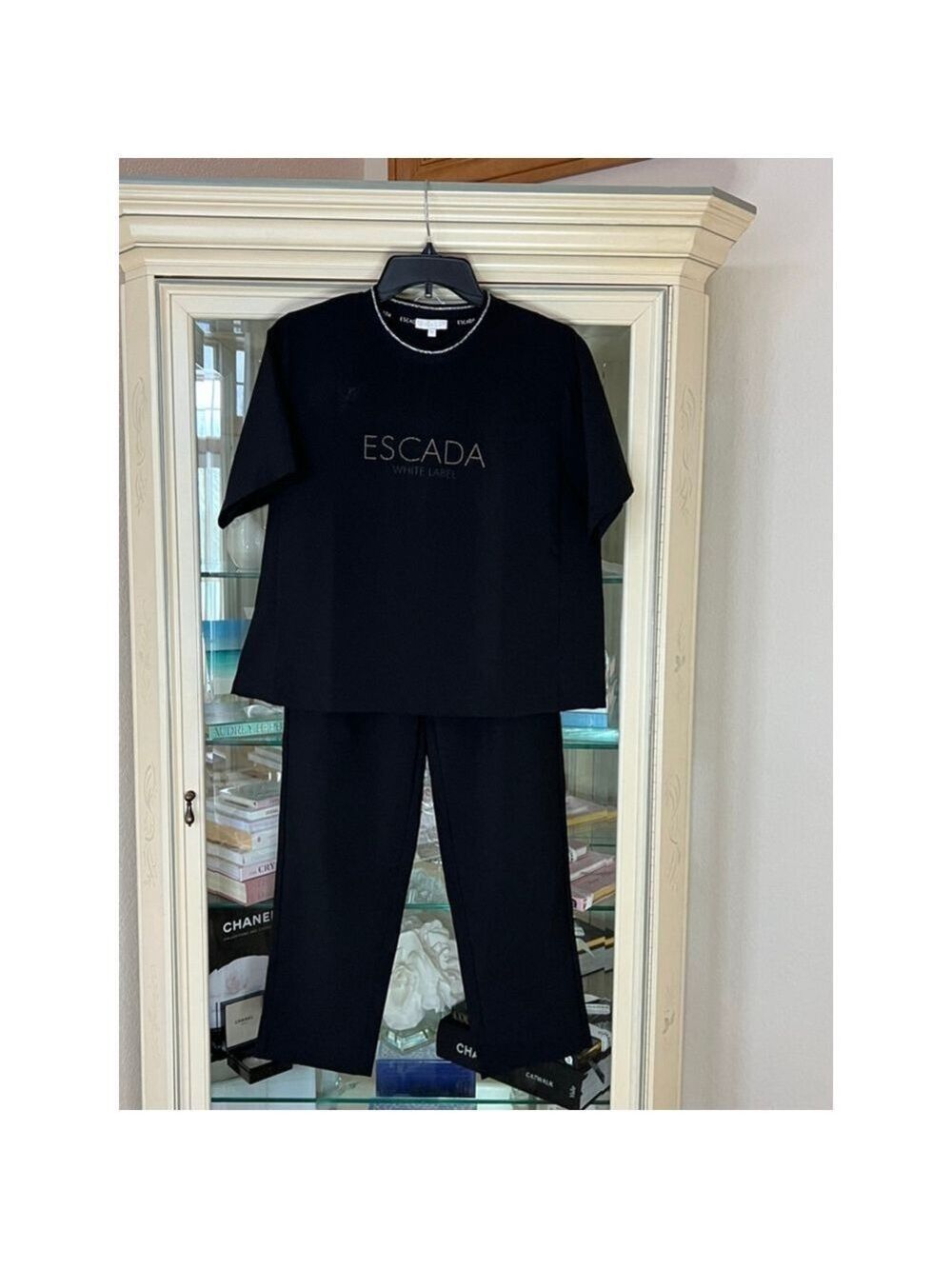 Like New RARE ESCADA White Label Black Top & Pants, Size S Collectors Piece